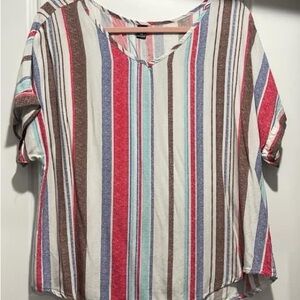 SHEIN Red and Blue Relaxed Boxy Short Sleeve T-Shirt